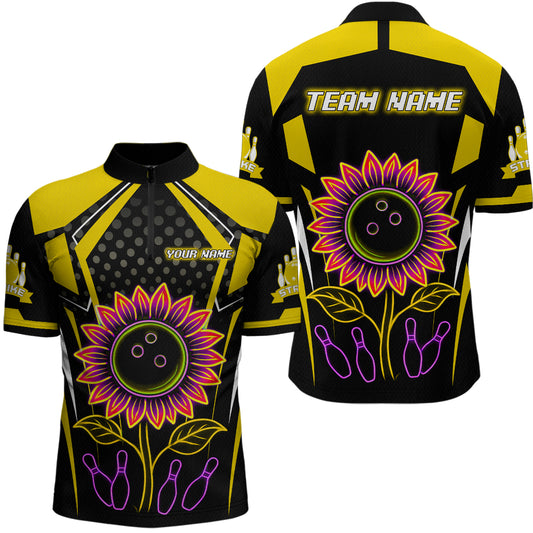 Yellow Neon Lightning Sunflower Bowling Shirt for Men Custom Team Bowling Jersey QZT771