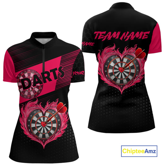 Personalized Pink Dart Shirt for Couples Valentine Dart Jersey for Women Dartboard Shirt for Team DHT9