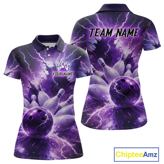 Purple Lightning Thunder Bowling Shirts Yellow for Team Women Men Bowling Jersey MBL247