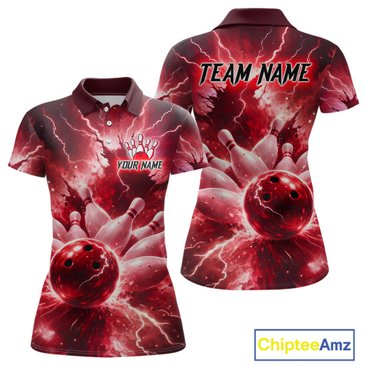 Red Lightning Thunder Bowling Shirts Yellow for Team Women Men Bowling Jersey MBL247