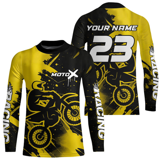 Yellow Motocross Jersey for Kid Women Men Personalized Dirt Bike Shirts Racing Shirt XM426