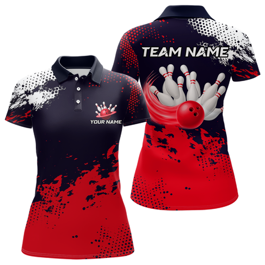Red Custom Bowling Shirts for Women Men Bowling Jersey Polo&1/4 Zip Shirt for Team MBL224