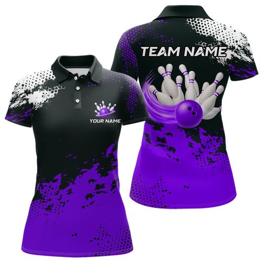 Purple Custom Bowling Shirts for Women Men Bowling Jersey Polo&1/4 Zip Shirt for Team MBL224