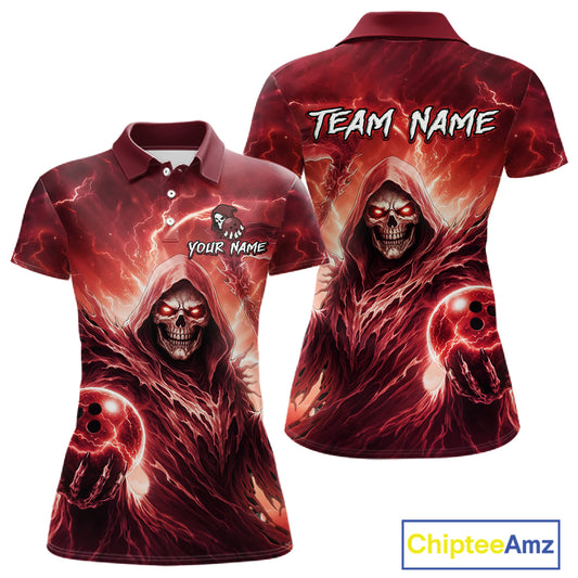 Red Bowling Shirts for Team Women Men Custom Death Bowling Jersey Bowl League MBL248