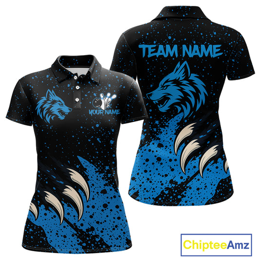 Blue Wolf Bowling Shirts for Team Men Women Custom Bowling Jerseys for Bowlers MBL205