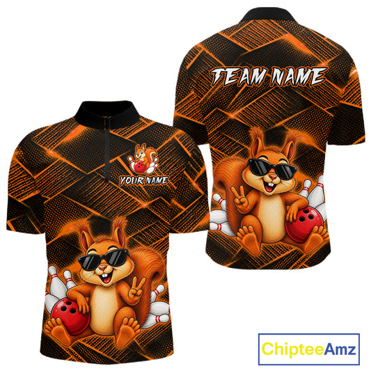 Orange Squirrel Funny Custom Bowling Jersey for Men Bowling Team Shirts Bowling League HNT304
