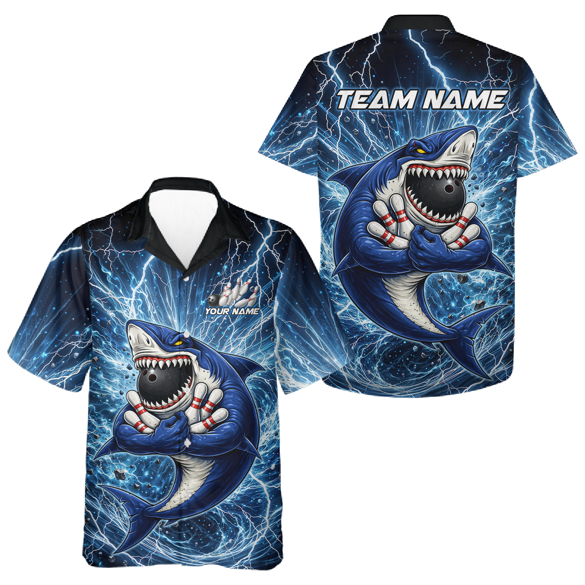 Custom Thunder Shark Bowling Jersey for Men Women Bowling Team Shirts Bowling League HNT223