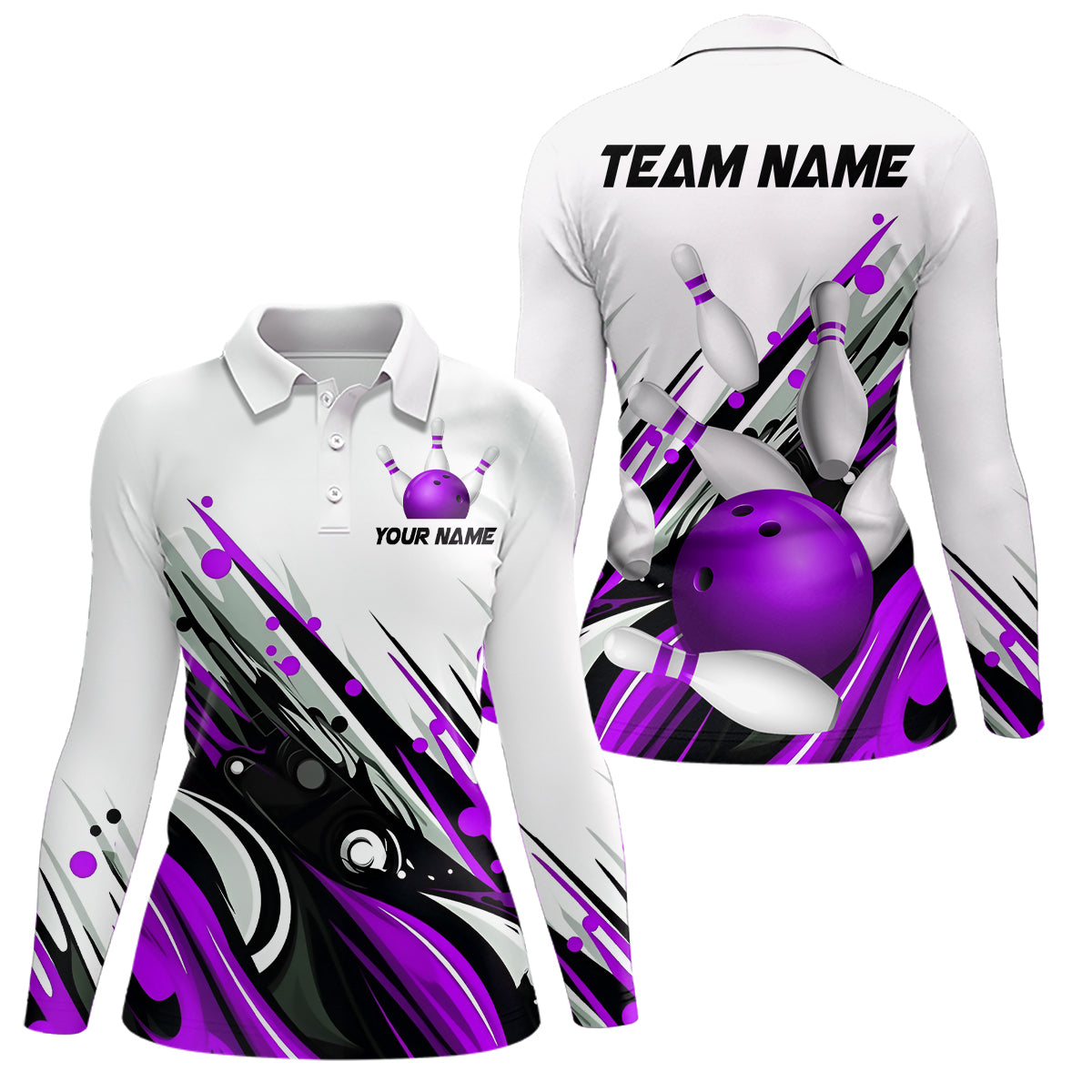 Bowling Shirt For Womens Custom Name Bowling Ball Energy Art Team Jersey Shirt YYD0066