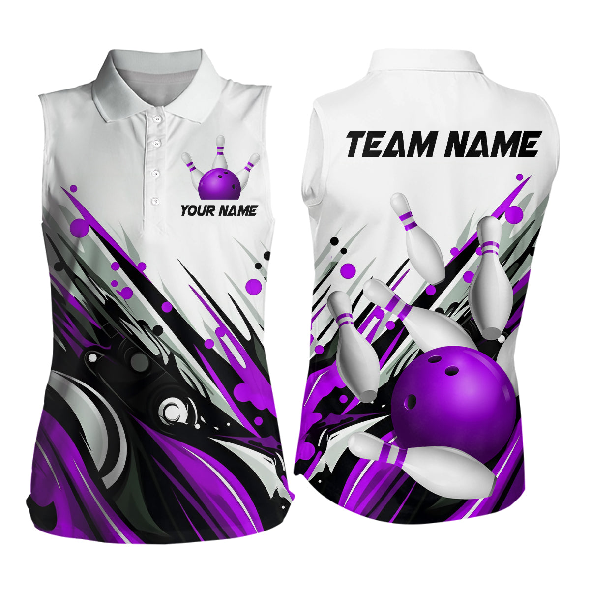 Bowling Sleeveless Shirt for Womens Custom Name Bowling Ball Energy Art Team Jersey Shirt YYD0066
