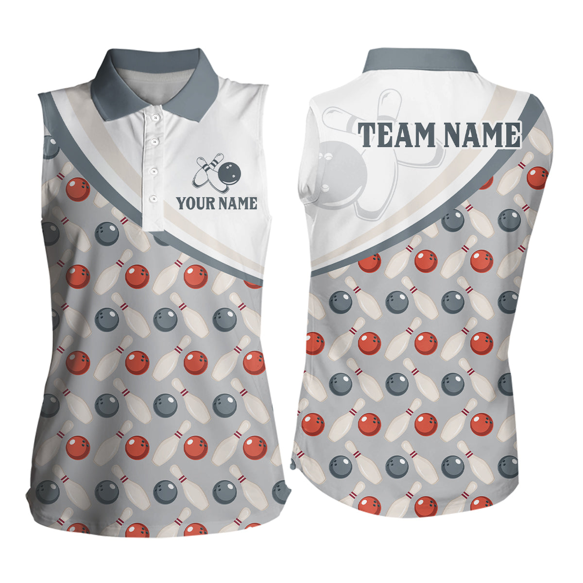 Personalized Bowling Sleeveless Shirt for Womens Custom Bowling Pattern Style Team Jersey Shirt YYD0029