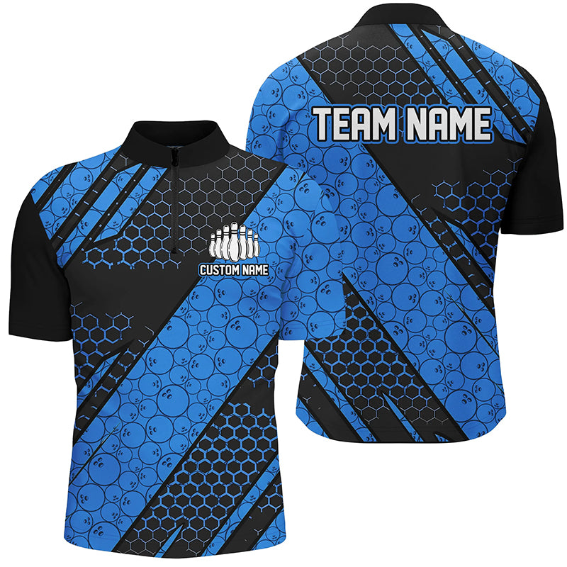 Bowling Ball Pattern Custom Bowling Team Jerseys, Bowlers Shirts For Men And Women | Blue IPHW6474