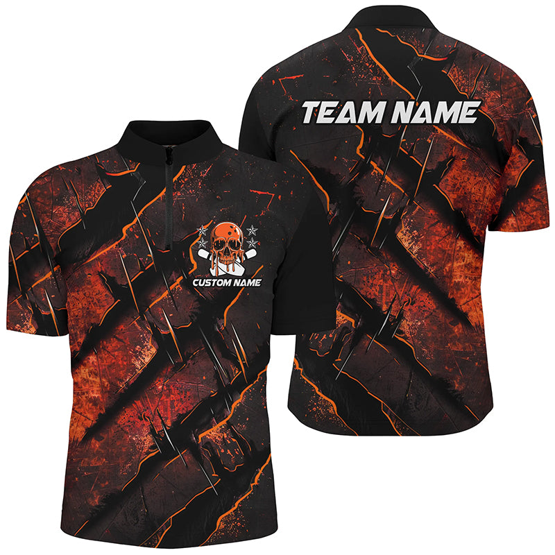 Orange Claw Customize Team Bowling Shirts, Skull Bowling Jerseys For Men And Women IPHW6484