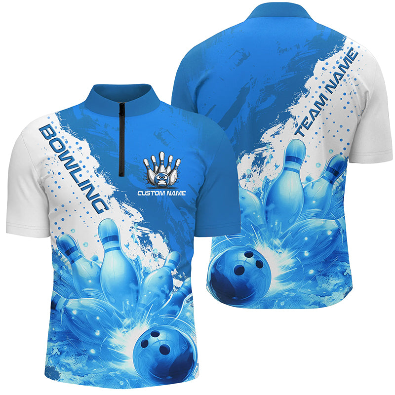 Blue Flame Strike Bowling Custom Team Shirts For Men And Women, Bowler Outfit Bowling Team Jersey IPHW6255