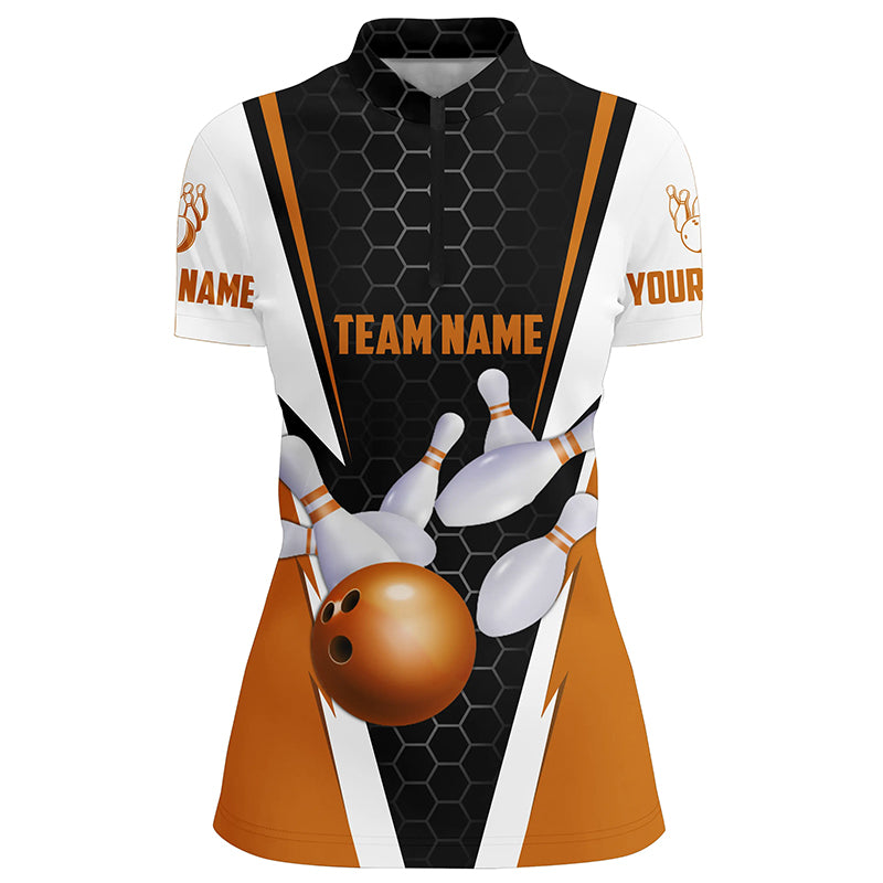 Bowling Shirts For Women Custom Name And Team Name Strike Bowling Ball And Pins, Team Bowling Shirts IPHW4946