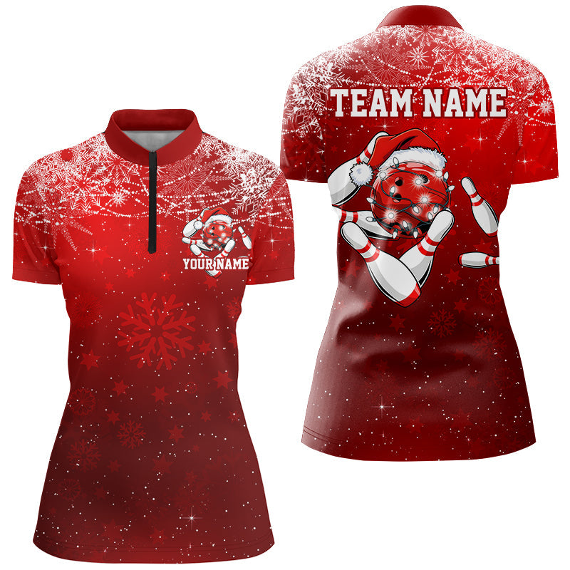 Funny Strike Bowling Christmas Shirts For Women, Custom Xmas Bowling Outfits Team Uniform IPHW7859