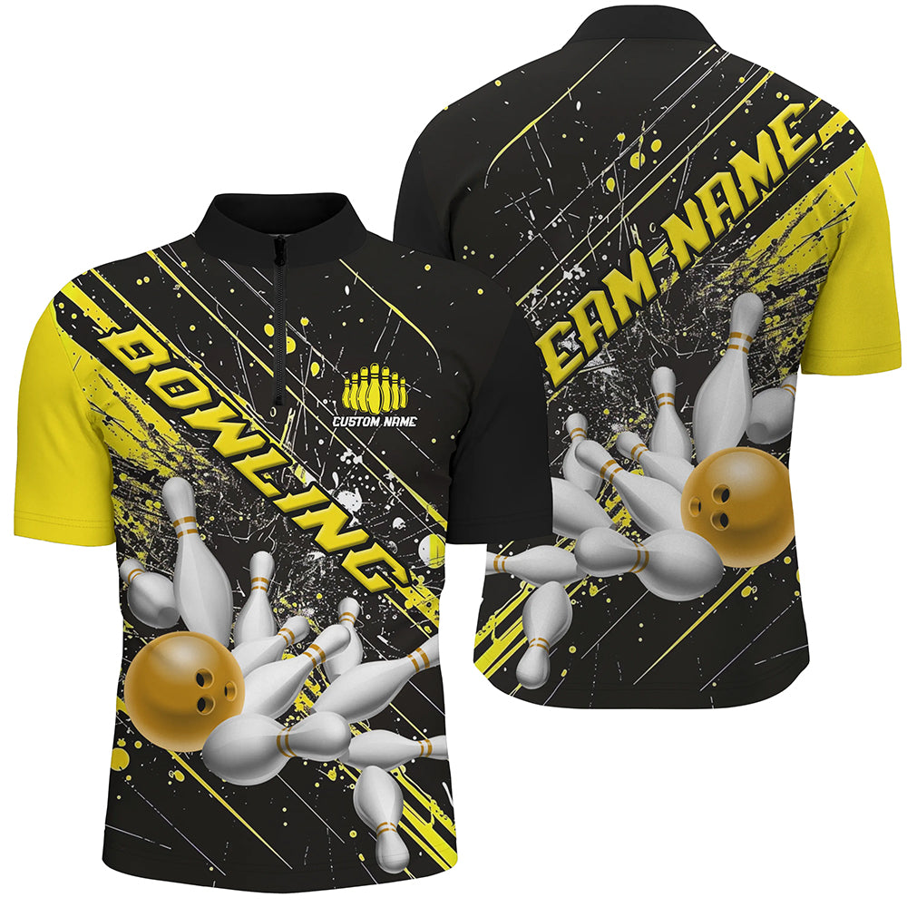 Gold Strike Bowling Custom Team Shirts For Men And Women, Bowling League Outfits For Bowlers IPHW6335