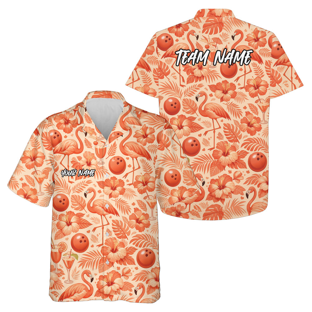 Custom Tropical Plants And Flamingo Hawaiian Bowling Shirt For Men And Women IPHW10854