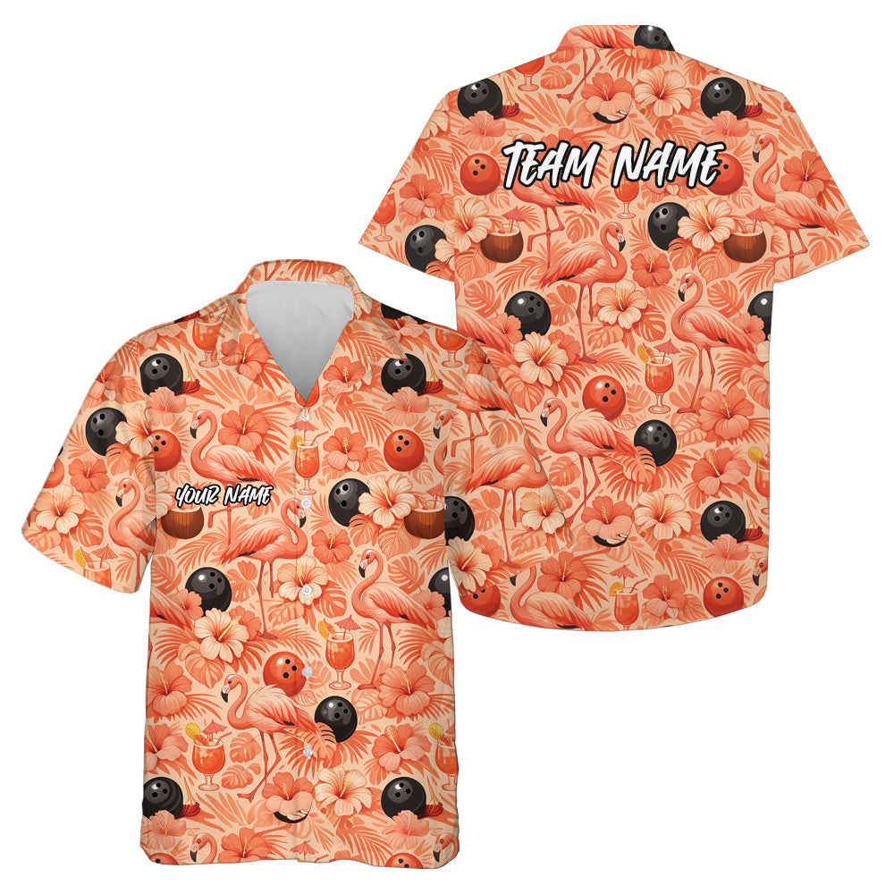 Custom Tropical Plants And Flamingo Hawaiian Bowling Shirt For Men And Women IPHW10855