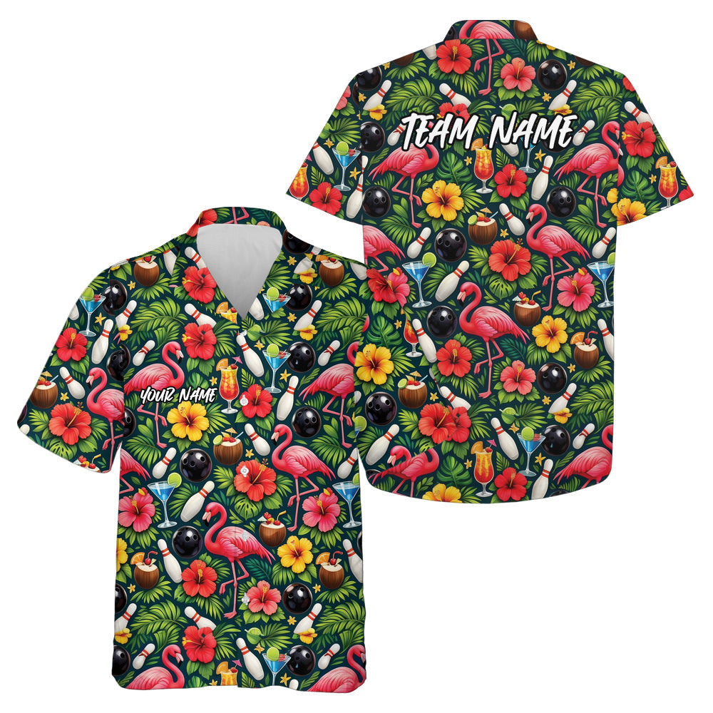 Custom Tropical Plants And Flamingo Hawaiian Bowling Shirt For Men And Women IPHW10856