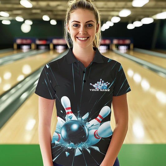 Custom Break Glass Bowling Polo Shirts For Women, Bowling League Shirt Team Uniform IPHW8900