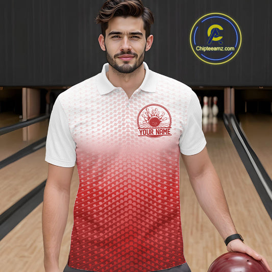 Custom Name Red Bowling Jerseys For Men, Bowling League Polo Shirt Bowler Outift IPHW10656