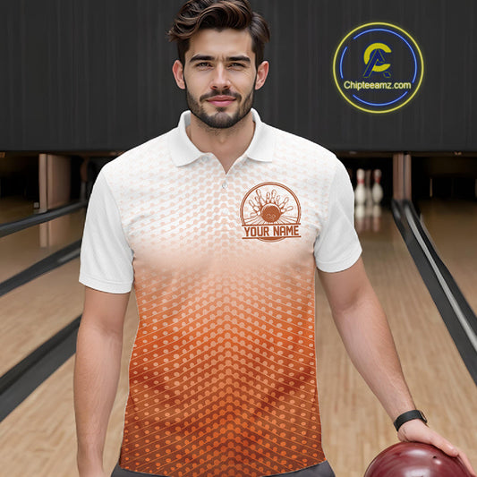 Custom Name Orange Bowling Jerseys For Men, Bowling League Polo Shirt Bowler Outift IPHW10659
