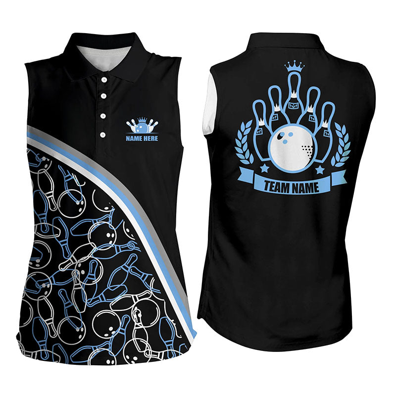Custom sleeveless bowling shirt for women – personalized team jersey front view