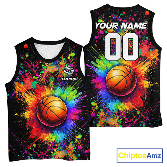 Colorful watercolor Basketball Shirts Custom Basketball jerseys for team, Basketball league shirts NQS11398