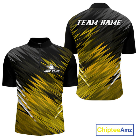 Yellow and Black Bowling Shirts For Men Custom Name and Team name Bowling Jerseys Bowlers Outfit NQS11003