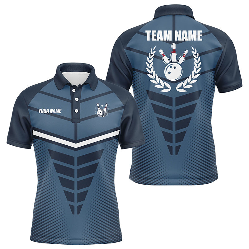 Navy Blue Bowling Team league jerseys custom Men Bowling Polo Shirt, gifts for bowling team NQS7444