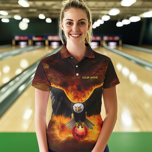 Personalized Flame Eagle Custom Bowling Team Shirts For Women, Fire Eagle Bowling League Jersey NQS9512