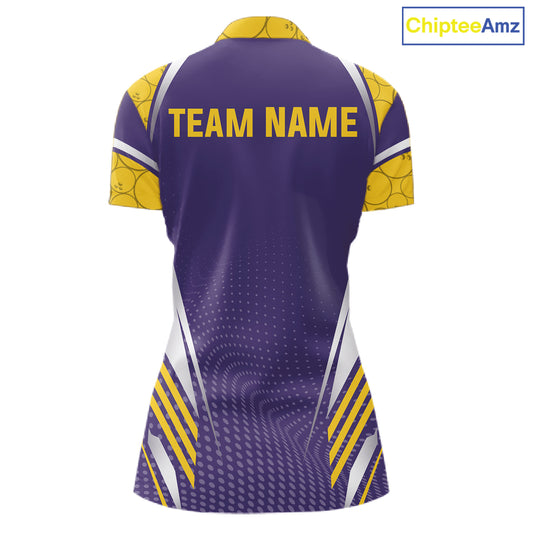 Purple And Yellow Custom bowling shirts for Women, Personalized bowling outfit team bowling jersey NQS11493