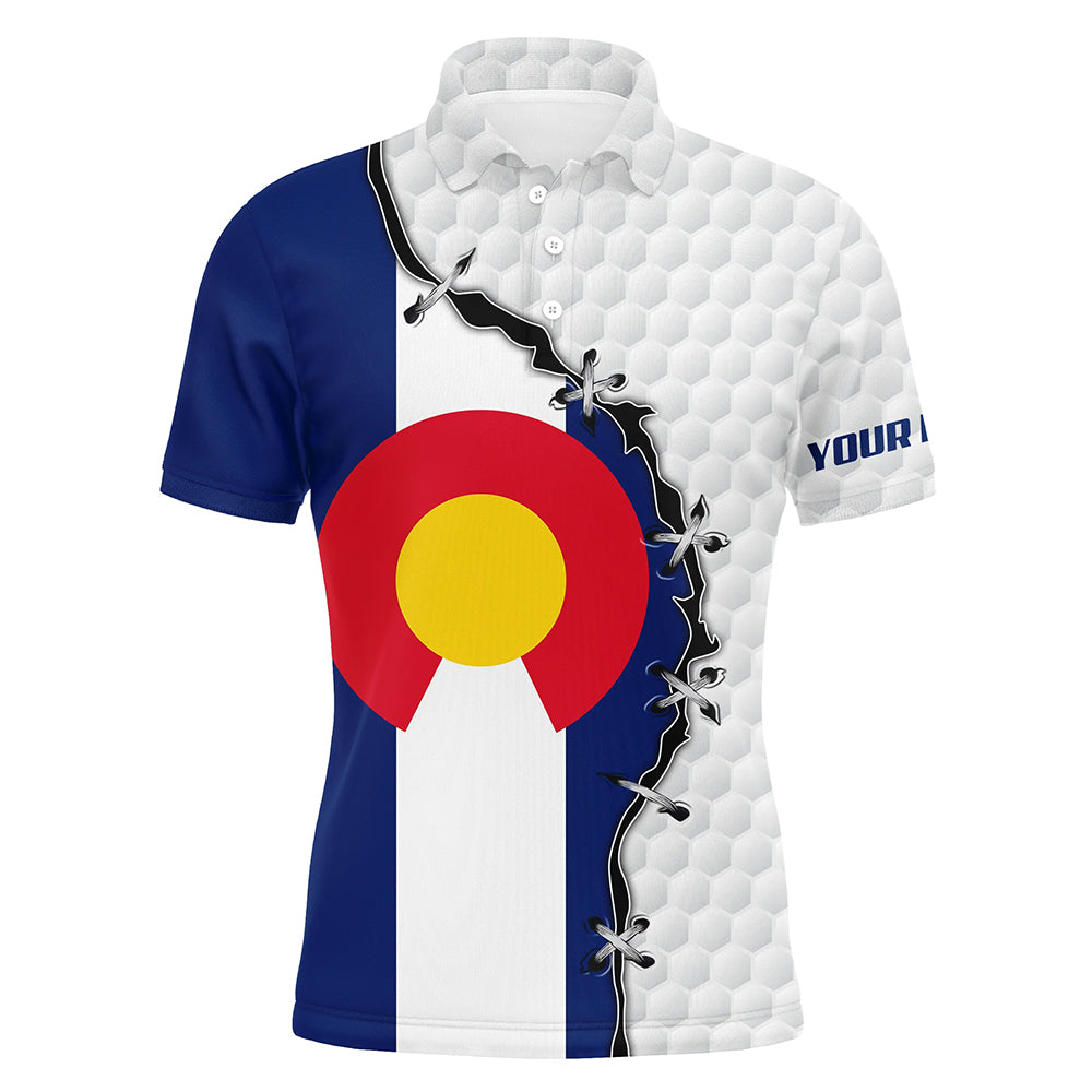 Mens golf polo shirts Colorado flag white golf ball skin pattern custom patriot team golf shirts NQS7983
