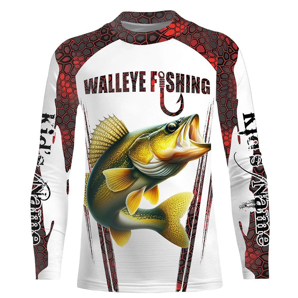 Walleye fishing red camo Custom Funny Fishing Shirts UV Protection Gift For Fisherman NQS5128
