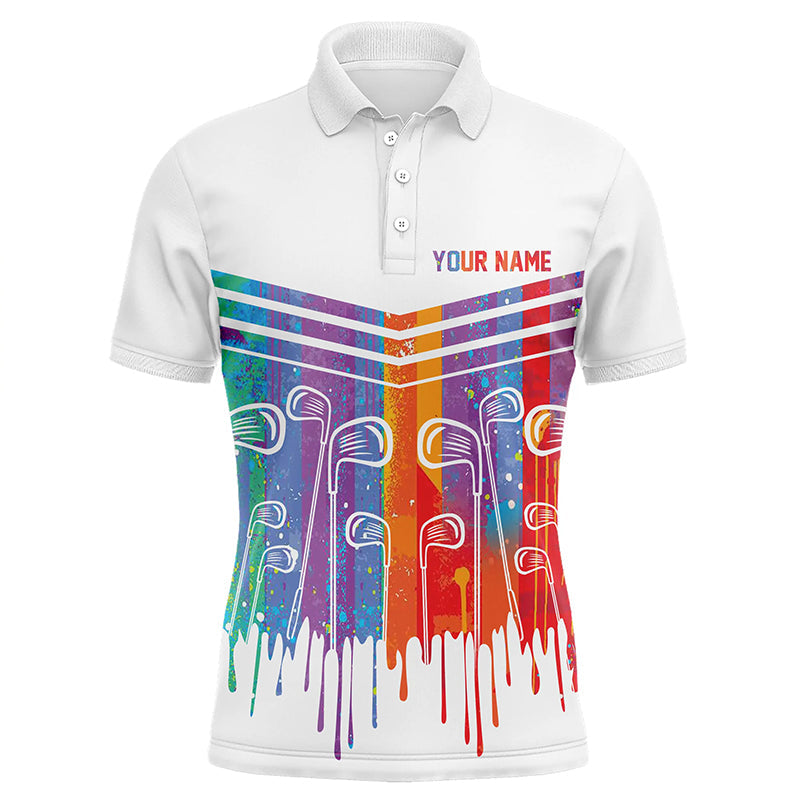 Rainbow Color Golf clubs Men golf polo shirts custom white golf apparel for men, cool golf gifts NQS8248