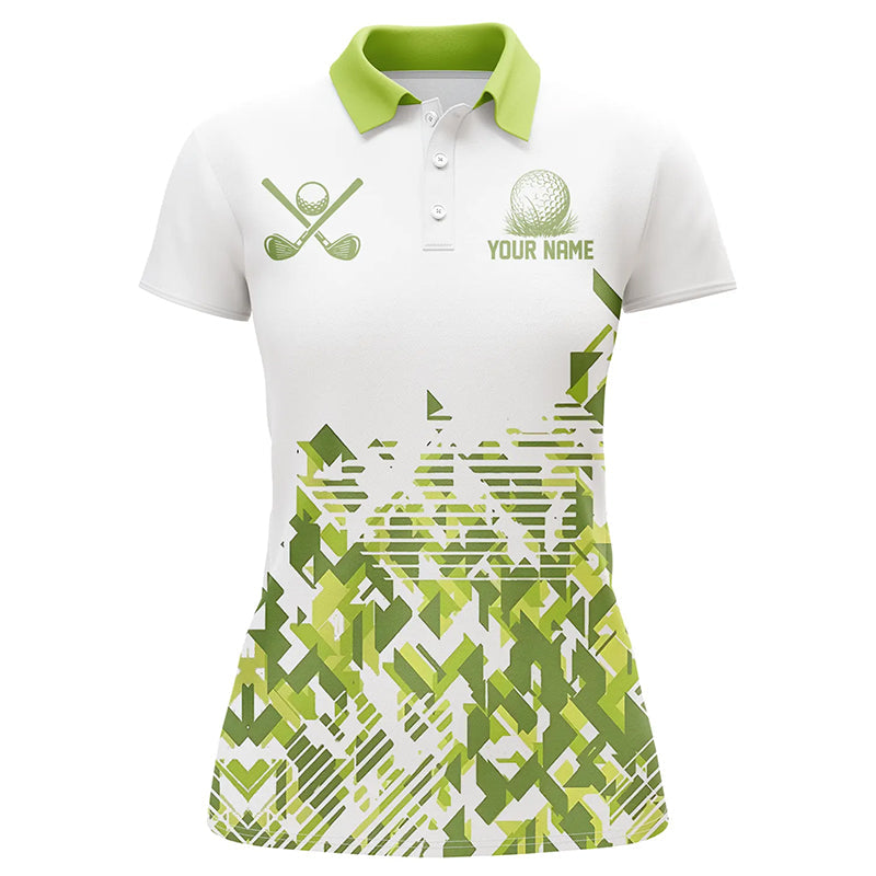 White and Green camo Women golf polo shirts custom golf shirts for girls, women's golf clothes NQS8364