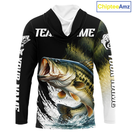 Largemouth Bass Fishing Shirts Hooded Long Sleeve For Men, Beautiful Bass Fishing Shirts NHT529
