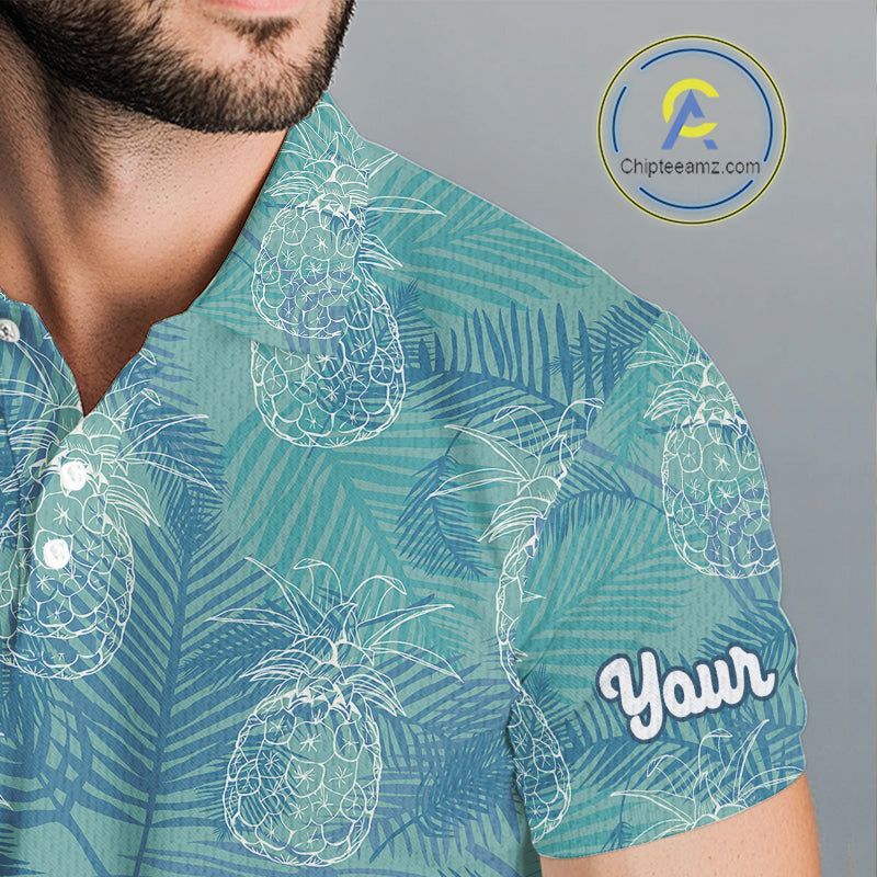 Funny Pineapple Tropical Palm Tree Mens Golf Polo Shirts Custom Golf Shirts For Men NBT511