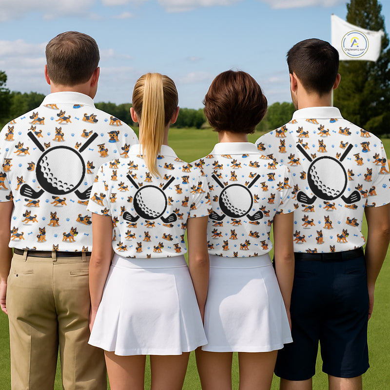 Mens Golf Polo Shirt Custom Funny German Shepherd Dog Team Mens Golf Top, Dog Lover Gift NBT541