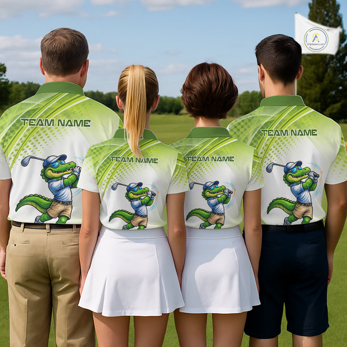 Funny White And Green Alligrator Golf Polo Shirts For Men Custom Team Alligator Golf Outfit, Golfer Gifts NBT508