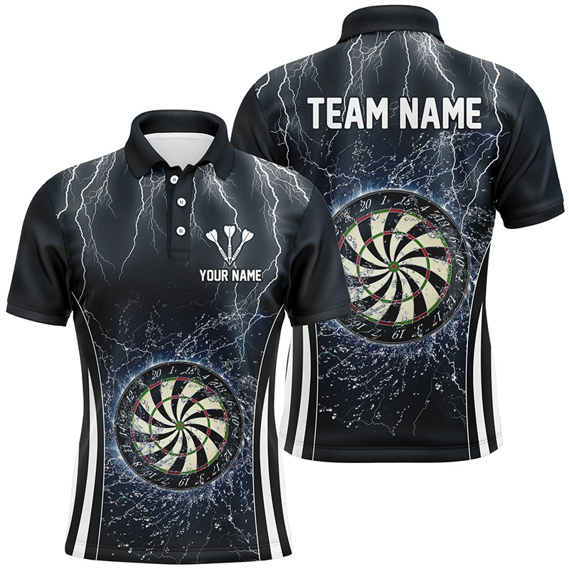 Navy Blue Thunder Lightning Mens Darts Polo Shirt Custom Dart Shirts For Men Dart Jerseys LDT1361