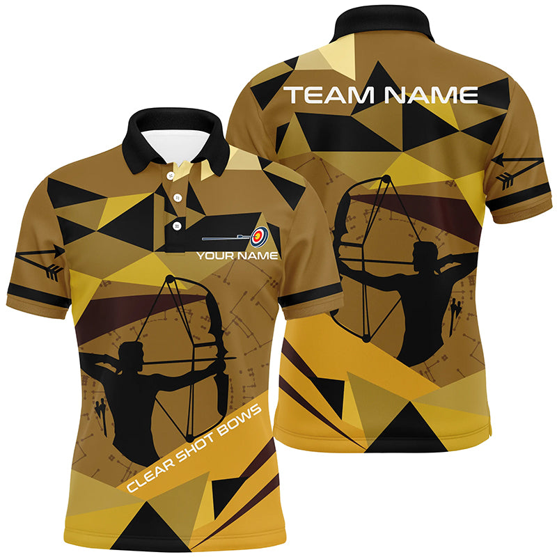 Personalized Clear Shot Bows Silhouette Archer Polo Shirts For Men, Custom Target Archery Shirts VHM0640