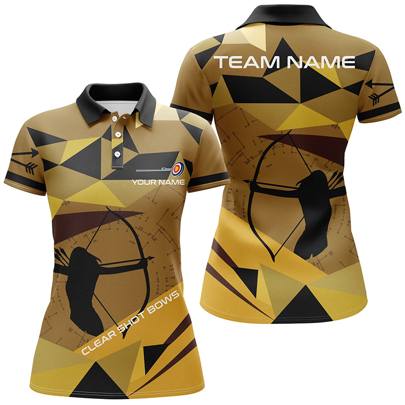 Personalized Clear Shot Bows Silhouette Archer Polo Shirts For Women, Custom Target Archery Shirts VHM0640