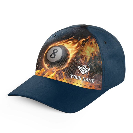 Personalized Fire And Water 3D 8 Ball Billiards Hat Cap For Pool Player, Custom 8 Ball Pool Hats VHM0761