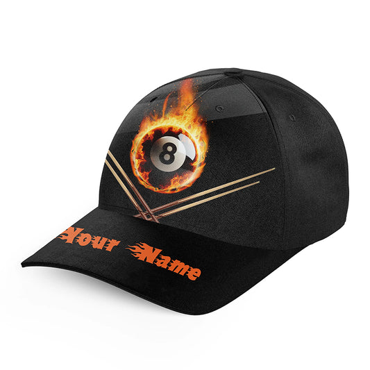 Personalized Flame 8 Ball Billiards Hat For Pool Players Top Hat Billiards Custom Billiard Gilf Ideas VHM1121