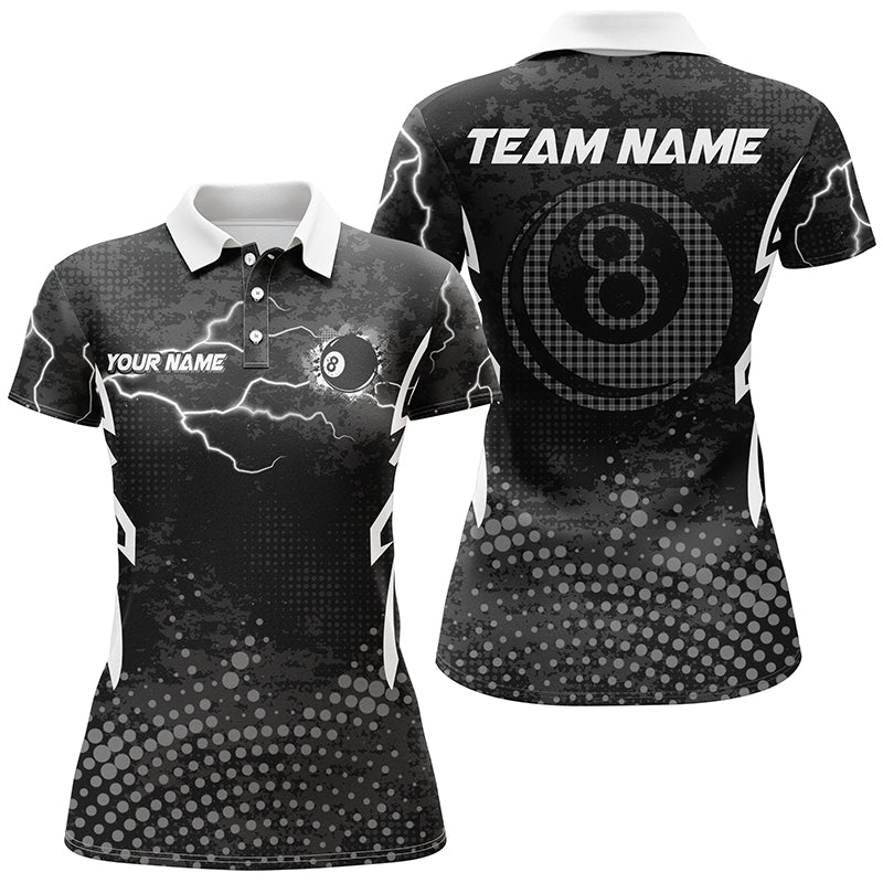 Personalized Grey 8 Ball Point Billiard Women Polo Shirts Best Custom Billiards Apparel Clothing TDM1525