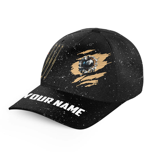 Customized Grunge American Flag 8 Ball Pool Billiard Caps, Patriotic Billiard Hats For Pool Player TDM1113