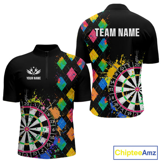 Custom Colorful Grunge Argyle Darts Shirt For Men Custom Darts Team Jersey, Funny Darts Gifts TDM4402