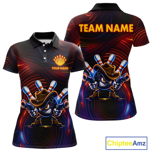 Funny Neon Bowling Jersey For Women Custom Bowling Shirt Polo & Quarter Zip, Bowling Team Outfit TDM6149