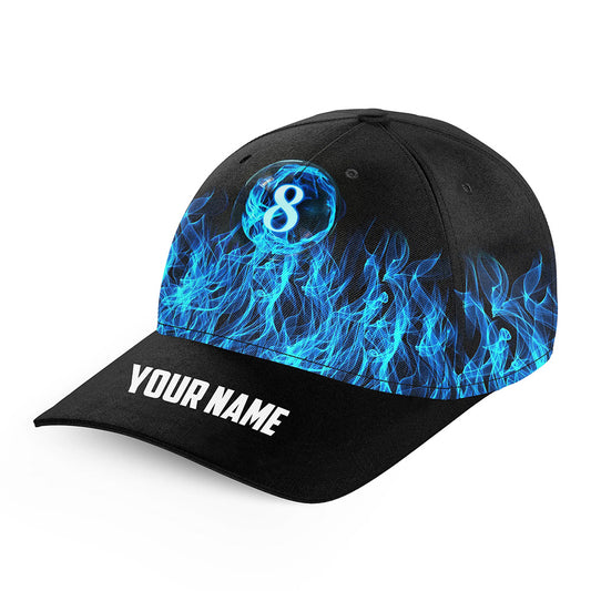 Personalized Blue Flaming 8 Ball Pool Billiard Hats Best 3D Printed Billiard Baseball Caps For Pooler TDM2433